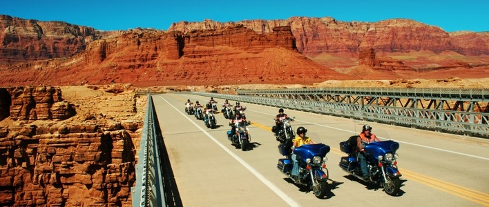 EagleRider Harleys on Navajo Bridge