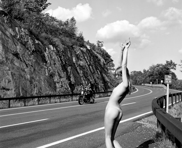 motorcycle drives by